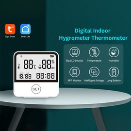 WiFi Temperature Humidity Monitor Smart Temperature & Humidity Sensor Meter with LCD Screen Digital Indoor Hygrometer Thermometer
