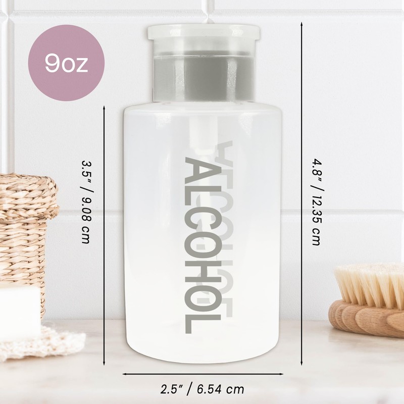 Beauticom 9 Oz Gray Push Down Alcohol Labeled Dispenser