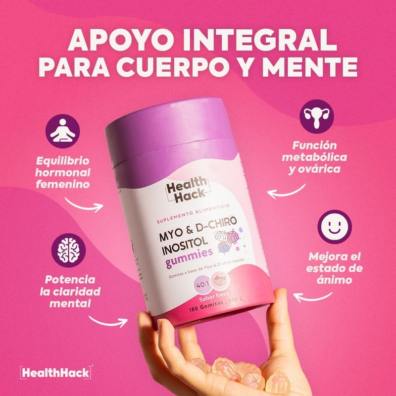 Health Hack Myo y D-Chiro Inositol en Gomitas + Resveratrol