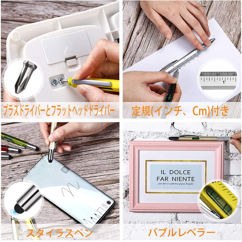 GOOMAND Multi-functional Ballpoint Pen Stylus Pen with Screwdriver Leveler Ruler