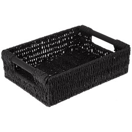 Woodluv Storage Baskets, Storage Boxes Hamper Basket, Storage Baskets for Shelves, Black, Medium