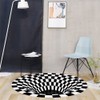 Round Black White Grid Carpet 3D Vortex Room Bedroom Anti