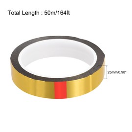 sourcing map Gold Tone Metalized Tape 25mm x 50m/164ft Decor Tape for Graphic Arts,Boat Trim