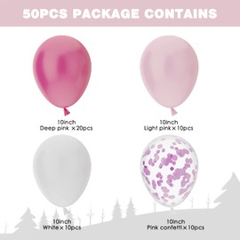 OWill Pack of 50 Pink White Pastel Balloons, 10 Inch Pink Confetti Balloons, Perfect Party Decoration for Birthday, Wedding and Graduation - Balloons Birthday Girls