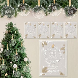 50 Sets Christmas Team Gifts Coworker Employee Ornament Appreciation Thank You Gifts Bulk Acrylic Hanging with Ribbon Christmas Card Bag for Co Worker Office Nurse Teacher Team Building Gifts