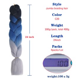 Yebo 4Pcs Jumbo Braiding Hair Extensions 24Inch 3Tones Braiding Hair Coloured Hair For Braiding Synthetic Braids Extensions Hair For Women