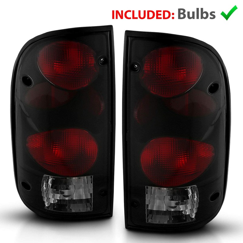 AmeriLite for 1995-2000 Toyota Tacoma Black Smoke Replacement Tail Lights