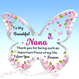 AMZQ Nana Gifts Nana Butterfly Shaped Plaque Christmas Birthday Gifts for Nana