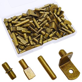 104Pcs Shelf Pins Pegs Kit,4 Styles Shelf Support Pegs,Bookshelf Pegs for Shelves,Cabinet Shelf Bracket Pegs Shelf Holders Pins for Kitchen Furniture & Closet (5mm & 1/4inch,Bronze Tone)