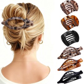 6 Horquillas para Mujer y Niña, Pinzas para el Pelo Cómodas con Sujeción Segura y Dientes Interiores, Pinzas para Cabello planas y Curvas Resistentes y Antideslizante Para Cabello Grueso y Fino