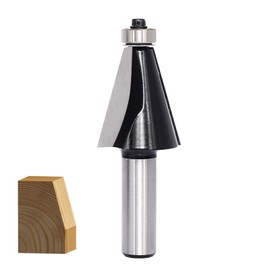 SICWOOD Chamfer Router Bit 1/2 Shank, 15° Degree Carbide 2-Flute Chamfer Cut, Edge Forming Bevel Router Bit, Chamfer Bit Miter Angle Router Cutters, for Miter Joints