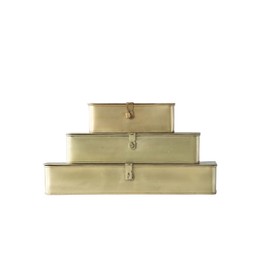 Creative Co-Op Decorative Metal Boxes with Brass Finish (Set of 3 Sizes), DA9979 , 16"