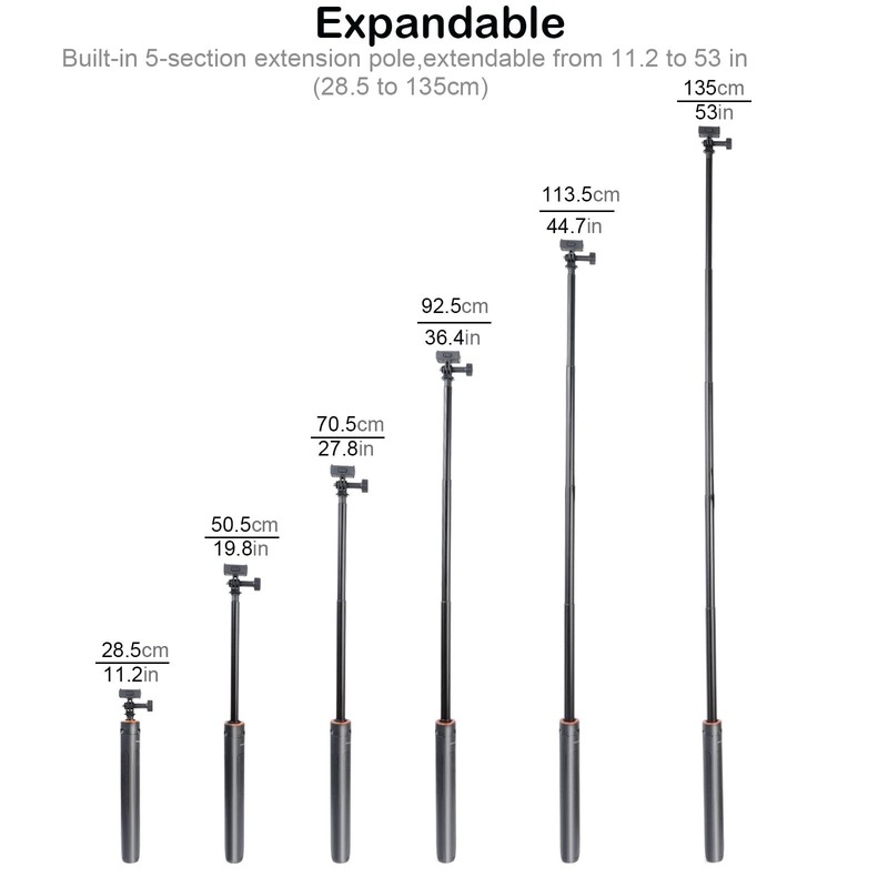 53" Osmo Action 6 Camera Selfie Stick Tripod, Magnetic Quick