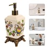 BESTOYARD Vintage Ceramic Soap Dispenser 340ML with Flower Printing Design,