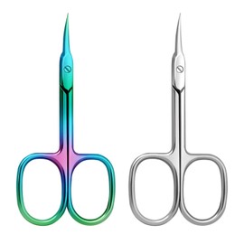 2 Pieces Cuticle Scissors, Stainless Steel Cuticle Scissors, Curved Cuticle Scissors, Suitable for Trimming Cuticles, Eyebrow Shaping, Beard Trimming