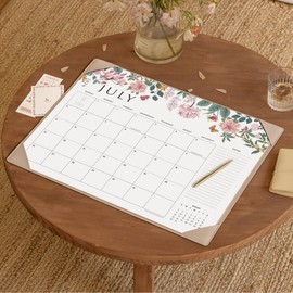 Cabbrix Desk Calendar 2026 with Desktop Mat, Large Desk Pad Calendar 22 x 17 Inch Runs From July 2026 to December 2027, Floral Design Calendar 2026 for Home School and Office (Apricot)