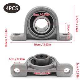 GOIYZTTR Set of 4 vertical housing bearings, 20 mm ball bearings, bearing block KP004, flange holes, housing bearing for mechanical parts, accessories