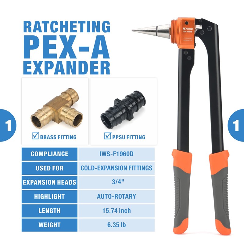 iCrimp PEX Expansion Tool Kit with 3/4 Inch Auto Rotation