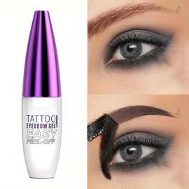 Easy Peel-Off Eyebrow Gel-Waterproof &Sweatproof, Long-Lasting Black or Brown TattooTint, Film Forming, Medium Coverage for All SkinTypes