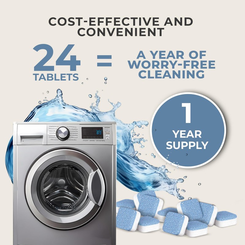 MELTINGTABS Washing Machine Cleaner, 24-Pack, Ocean Scent – Year-Long Freshness