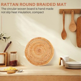 Pvczool 4 Pcs Rattan Trivets for Hot Dishes-Insulated Hot Pads, Pot Holder for Table,Heat Mats for Kitchen
