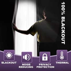 MeilleMaison 100% Blackout Window Curtain Panels for Bedroom Full Light Blocking 84 Inches Long Thermal Insulated Grommet Curtains(1 Panel, Greyish White) (MMCSSQZGD84C36)