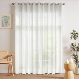 VIOPY Cortinas Translucidas Largas,Cortinas Translúcidas con Ojales,Tejido Suave de Poliéster,Cortinas para Sala Cuarto Dormitorio,Baño,Cocina.(Blanco,132An x 213Al cm(2 Paneles))