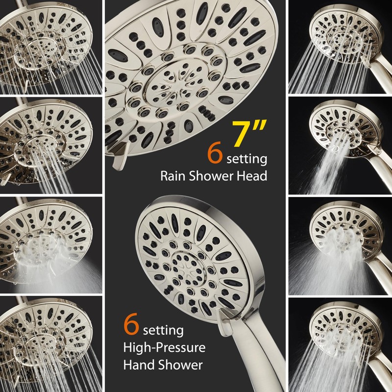 AquaDance 7" Premium High Pressure 3-Way Rainfall Combo with Stainless