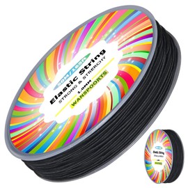 WANSPOORTS 1mm 165ft Rainbow Stretchy Bracelet String, Sturdy Gradient Color Elastic String Elastic Bead Cord for Jewelry Making, Necklaces, Beading and Crafts (Black(50M/165ft))