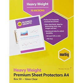 MARBIG(R) 25100S Sheet Protectors Heavy Weight A4 Box 50