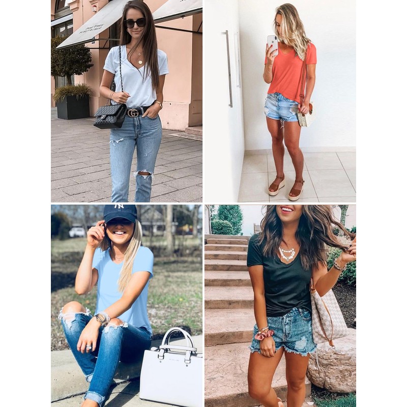 Elesomo Womens Cotton T Shirts Loose Casual Short Sleeve Summer