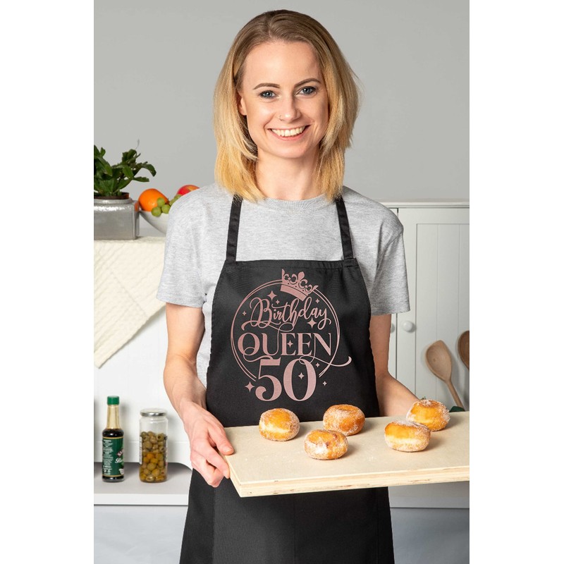 Print4U Birthday Queen 50 Ladies Apron 50th Birthday Gift Cooking