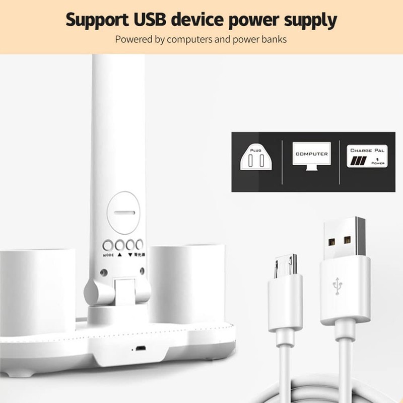 KISUFU Double Head LED Desk Lamp with Clock and Temperature
