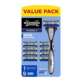 WILKINSON SWORD - Hydro 3 Skin Protection For Men | Regular | Razor Handle + 9 Blade Refills