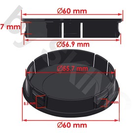 Biomar Labs 4 x 60 mm Universal Plastic Hub Caps Wheel Centre Hub Caps Black Car Tuning Romania Flag C 70