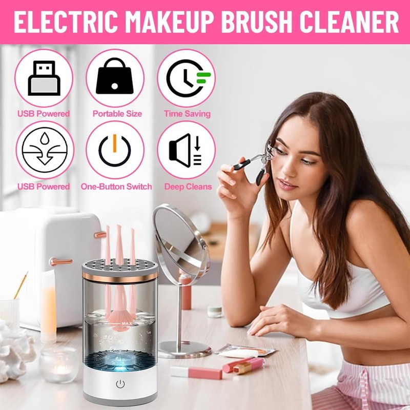 Brochas de Maquillaje, Automático Limpiador Eléctrico de Brochas, Profesionales para