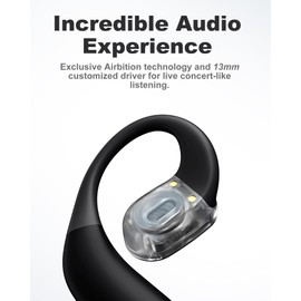 Mythsound Open Ear Headphones, Bluetooth 5.3 Wireless Earbuds with Earhooks, 75 Hours Playtime, Fast Charging, Sweat Resistant, Digital Display Charging Case for Music, Game, Sport(Black)