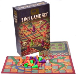 M.Y 2 in 1 Traditional Board Game Set | Snakes & Ladders and Ludo Double-Sided Folding Board