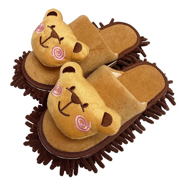 Selric Bear Mircofiber Dusting Slippers Closed Toe Slippers Coffee, Chenille Cleaning Mop Slippers Floor Mop Shoes Detachable Cleaning Tool 9 7/9 Inches Size:5.5-8.5…