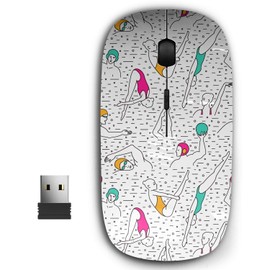KAWAMOUSE 2.4G Ergonomic Portable USB Wireless Mouse for PC, Laptop, Computer, Notebook with Nano Receiver (Swimmers Water)