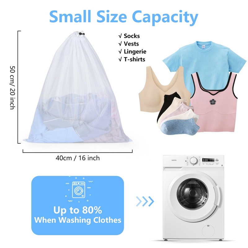 OTraki 2Pcs Mesh Laundry Wash Bag, 40x50cm Mesh Laundry Bag