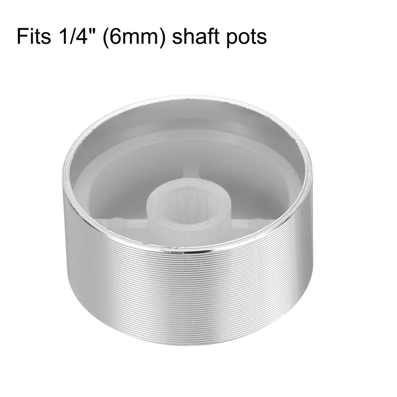 sourcing map 2pcs Potentiometer Knob Knurled Shaft Silver Tone Aluminum