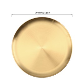 MOUYAT 5 Pcs 20cm Stainless Steel Plate, Round Serving Dishes, Unbreakable Metal Dinner Plates for Camping, Barbecue, Picnics, and Outdoor Use, Gold