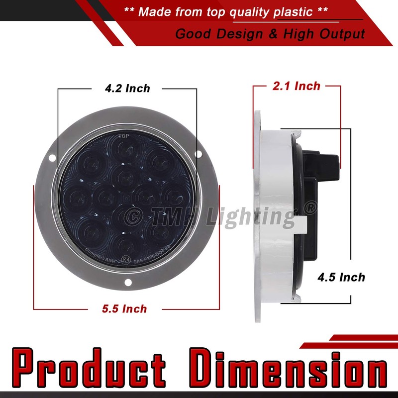 TMH 4 Inch 4 Pcs Smoked Lens White LED Round