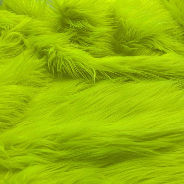 Unbranded Neon Yellow Mohair Shaggy Faux Fur Fabric By The