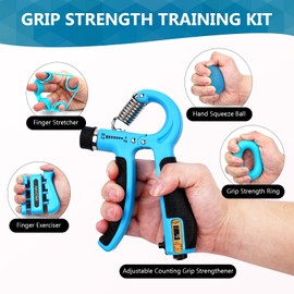 13 PCS Hand Grip and Forearm Strengthener kits, Adjustable Hand Exerciser and Finger Stretcher, Finger strengthener, Finger exerciser,Stress Ball,Grip Ring for Muscle Building, Recover Hand Injure