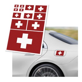 Dickno American Flag Decal, Patriotic Reflective Stripe USA Flags Car Sticker with Multiple Size, Waterproof Universal American Vehicle Decal Sticker for Car Helmet Laptop (Switzerland, Rectangle)