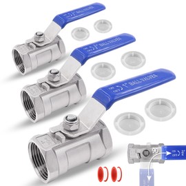 ADNEWX Ball Valve 1/2 Inch 3/4 Inch 1 Inch Stainless Steel Ball Valve DN15 DN20 DN25 Full Flow Lever Handle with 2 Waterproof Tape Pack of 3