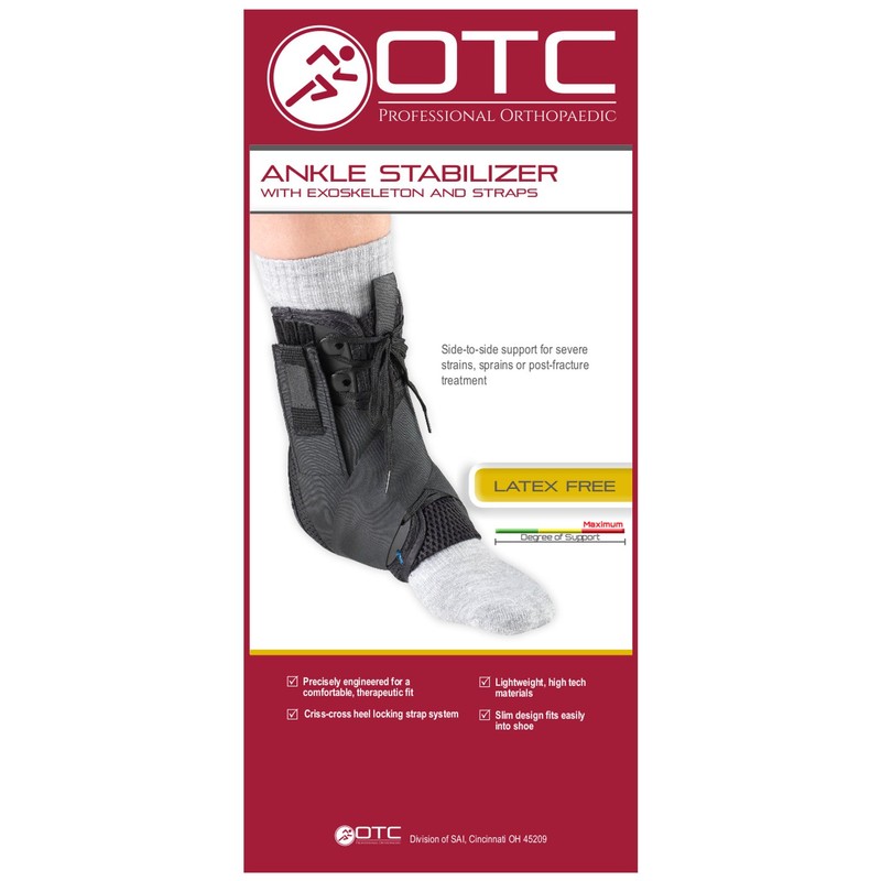 OTC Ankle Stabilizer, Exoskeleton Support, Heel Locking Straps, Medium