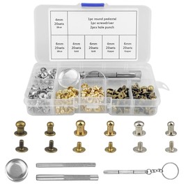 Pack of 120 Round Head Button Studs, Double Cap Rivets, Chicago Screws, Round Head Brass Screw Button for DIY, Crafts, Leather, Repairs, Jacket, Leather, Bag, Purse (Gold, Silver, Bronze)